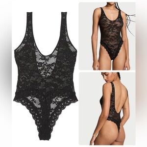 NWT Victoria's Secret Black Lace Thong Bodysuit XXL